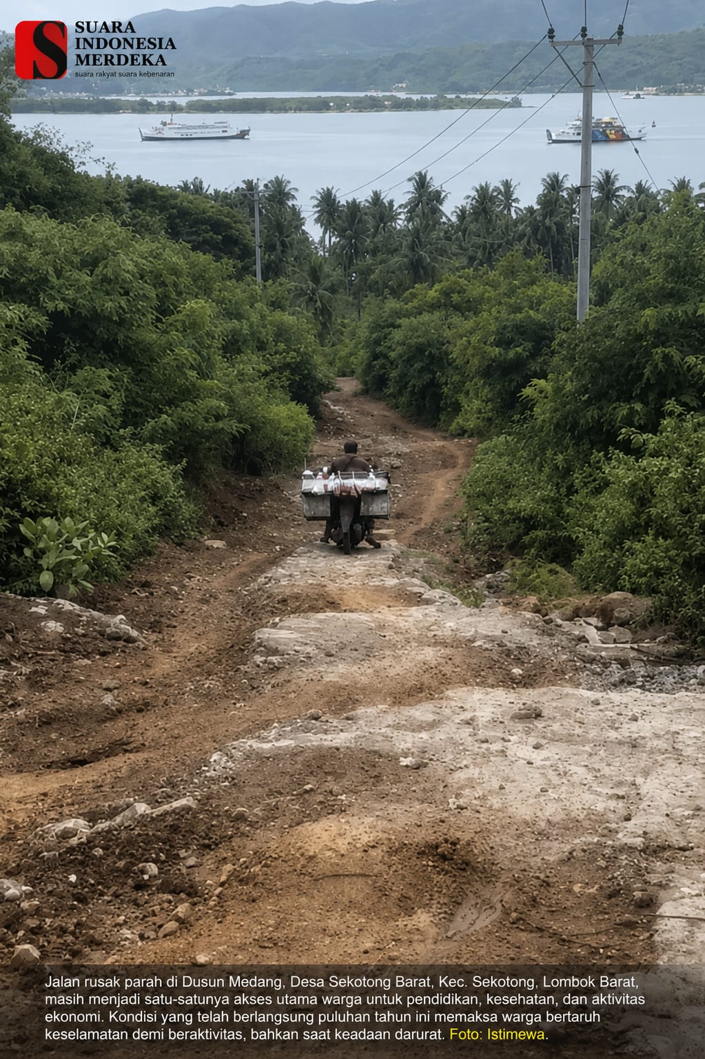 Puluhan Tahun Dibiarkan Rusak, Jalan di Teluk Gok–Medang Kini Jadi Ancaman Nyawa